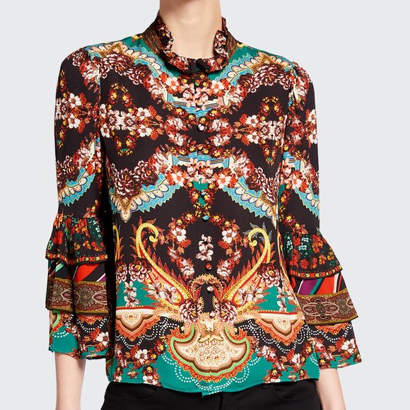 Alice + Olivia Tops - Alice + Olivia Liberty Printed Ruffled Sleeve Blouse Size P / XS